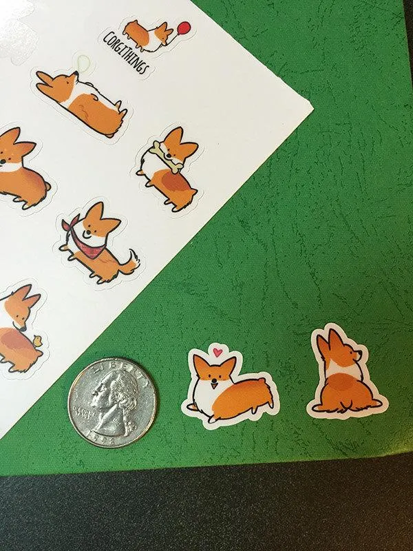 Red Pembroke Corgi Vinyl Sticker Sheet