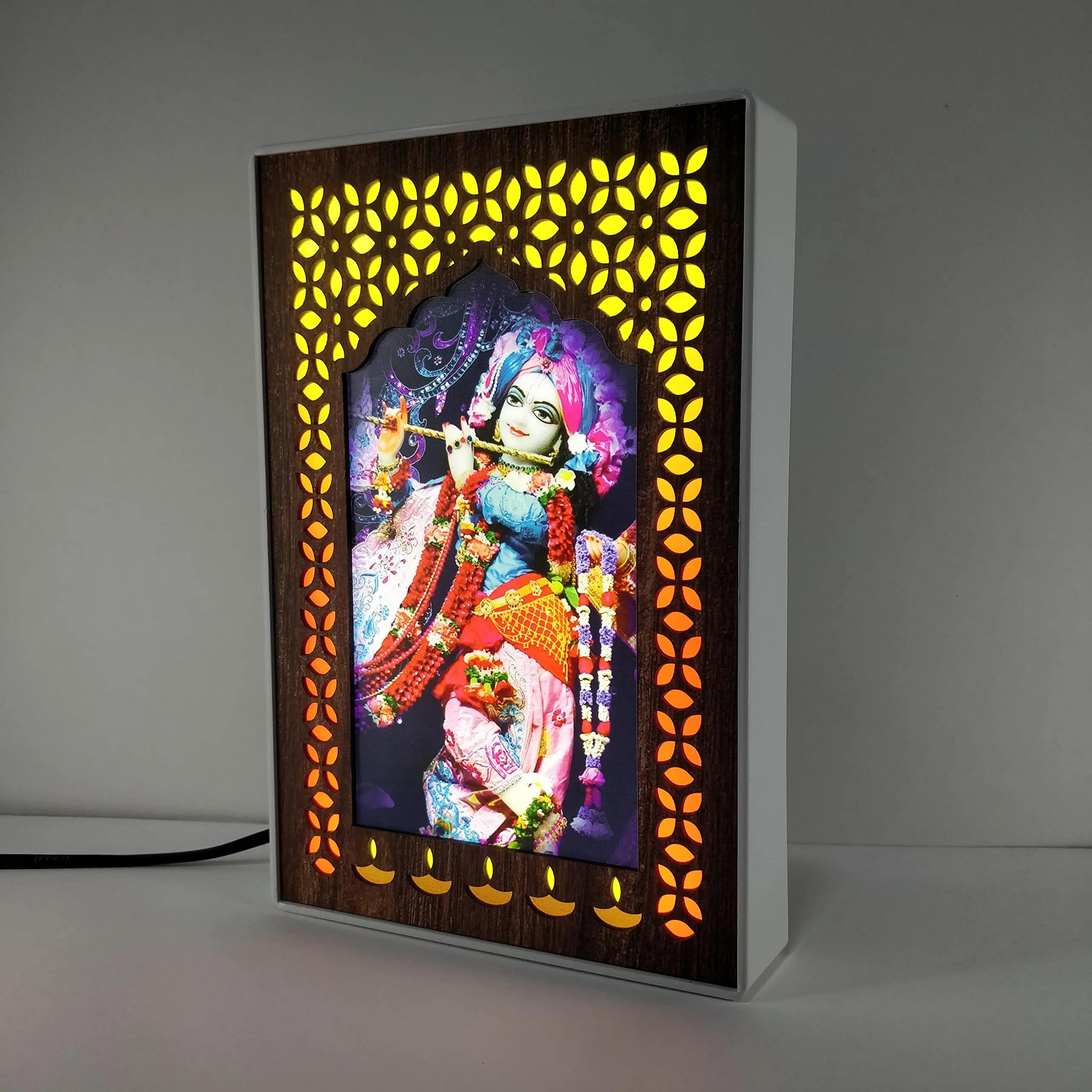 Regalo Casila REGALOCASILA Banke Bihari Religious Photo Frames with Light for Pooja Room Home Office & Temple Decoration Good Luck Anniversary & Birthday Gifts Item Showpiece