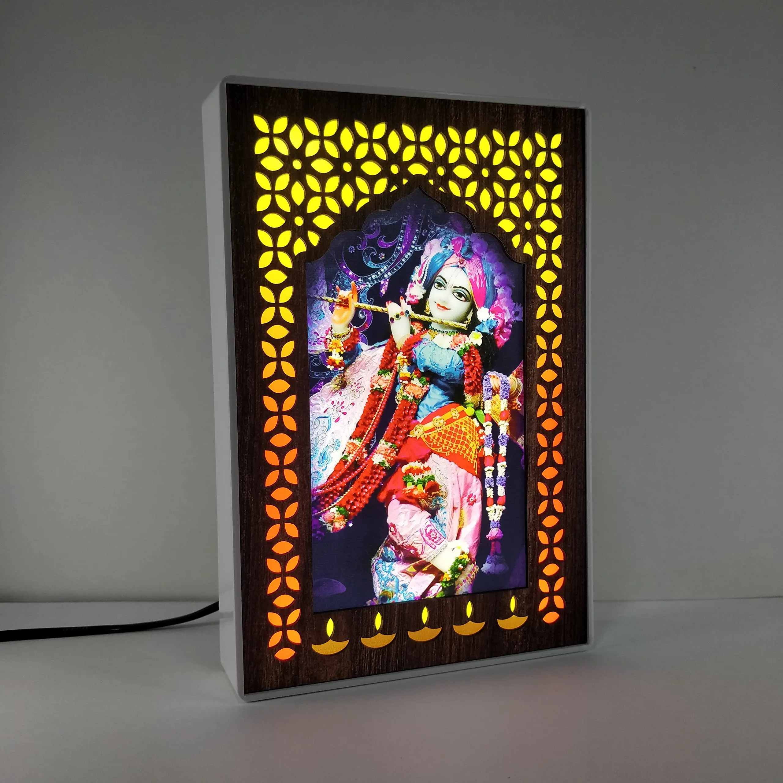 Regalo Casila REGALOCASILA Banke Bihari Religious Photo Frames with Light for Pooja Room Home Office & Temple Decoration Good Luck Anniversary & Birthday Gifts Item Showpiece