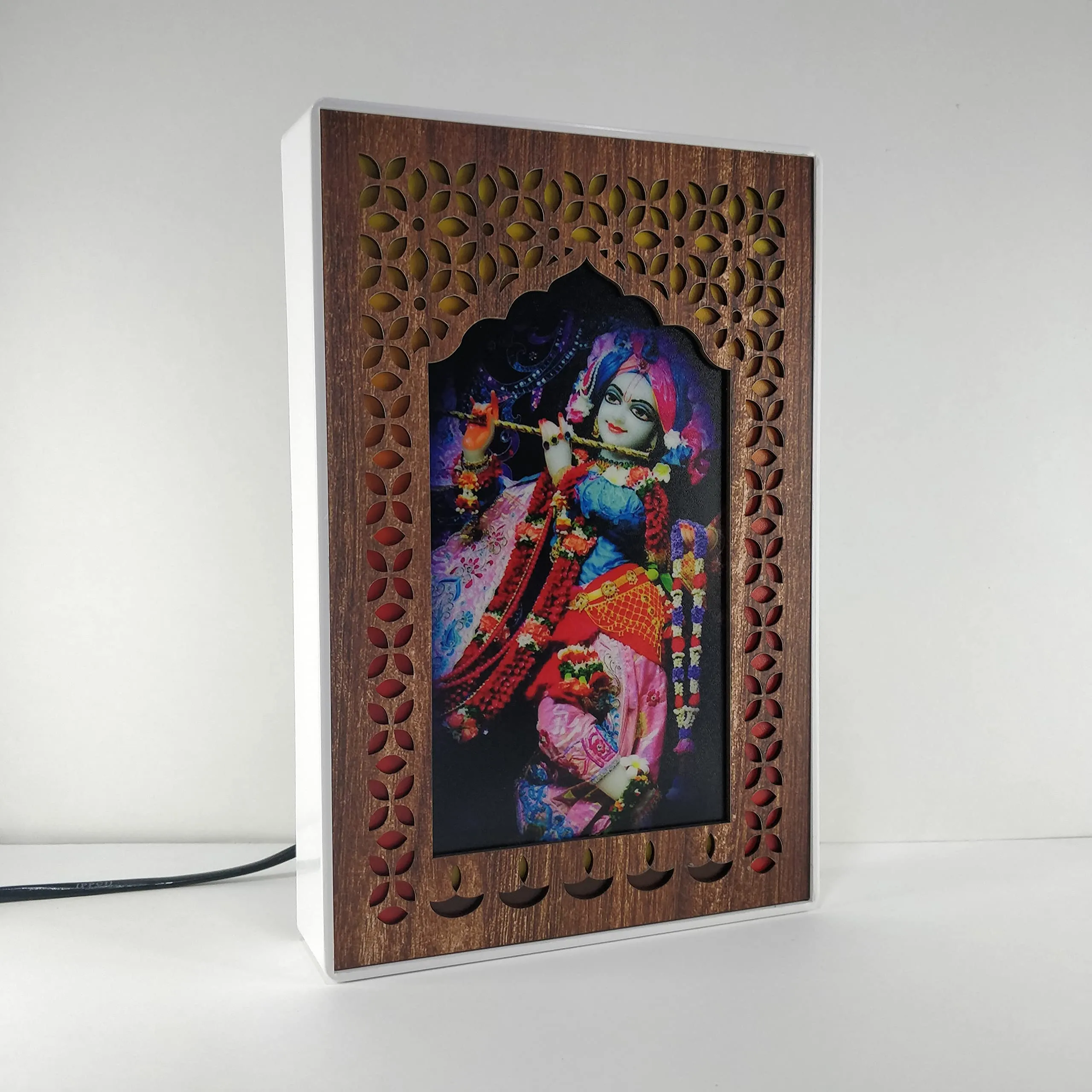 Regalo Casila REGALOCASILA Banke Bihari Religious Photo Frames with Light for Pooja Room Home Office & Temple Decoration Good Luck Anniversary & Birthday Gifts Item Showpiece