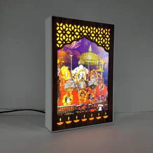 Regalo Casila REGALOCASILA Vaishno Maa Religious Photo Frames With Light For Pooja Room Temple Office& Home Decoration Good Luck Gift White Cabinet Frame Size: 6x9 In