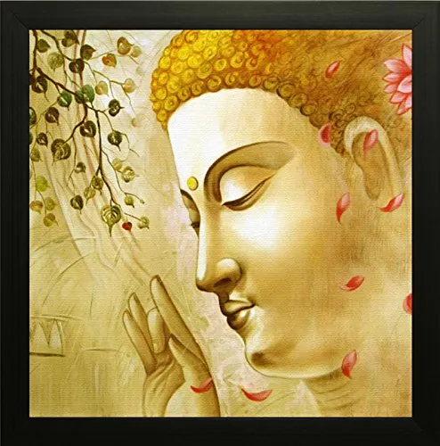 SAF Buddha Painting (12 inch x 12 inch, (Wood, 30 cm x 3 cm x 30 cm, Special Effect Textured)