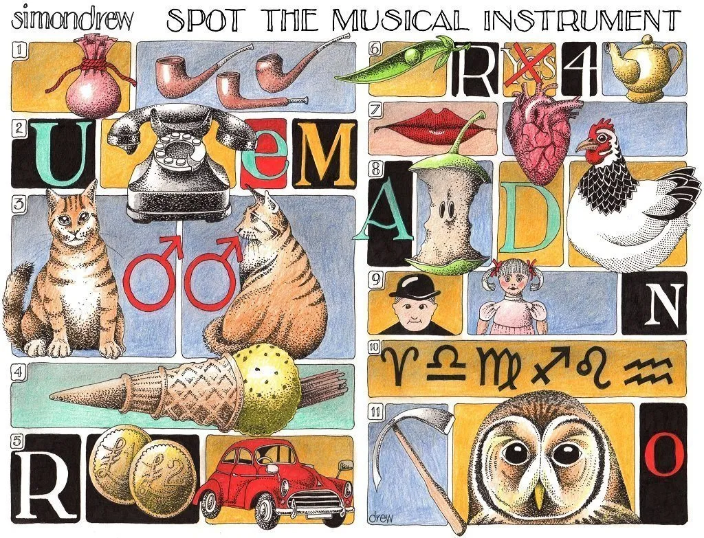 Spot the Musical Instrument - Simon Drew - 1000 or 500 piece Jigsaw