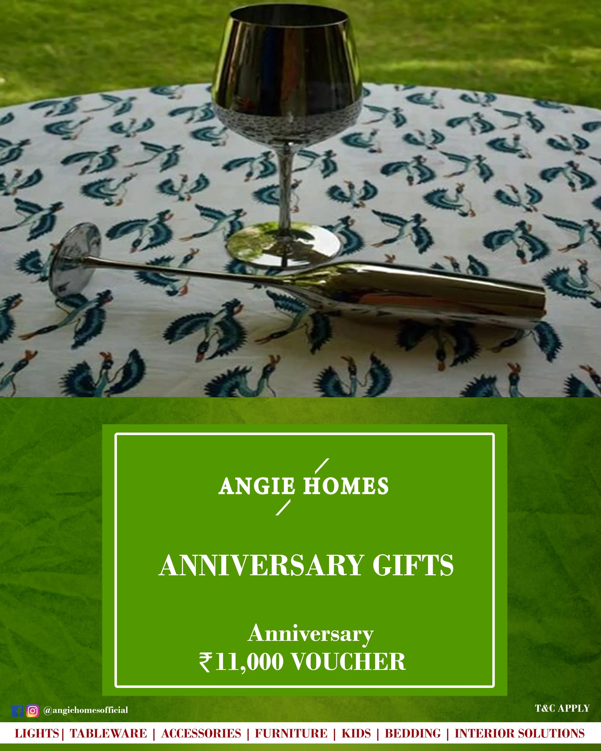 Table Clothes & Glasses for Anniversary Gift Card Voucher - Angie Homes