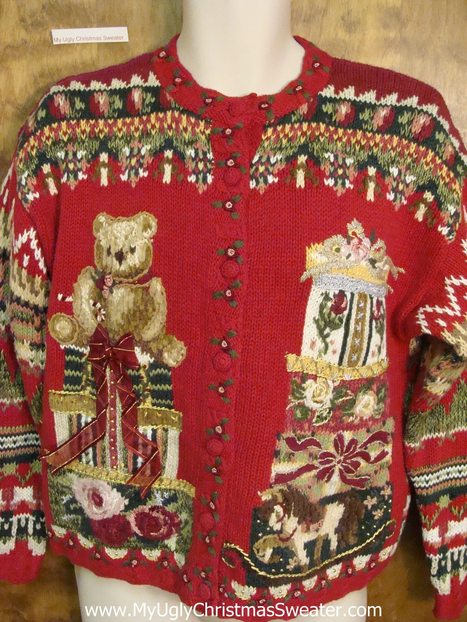 Teddy Bear Geometric Mess Horrible Christmas Sweater