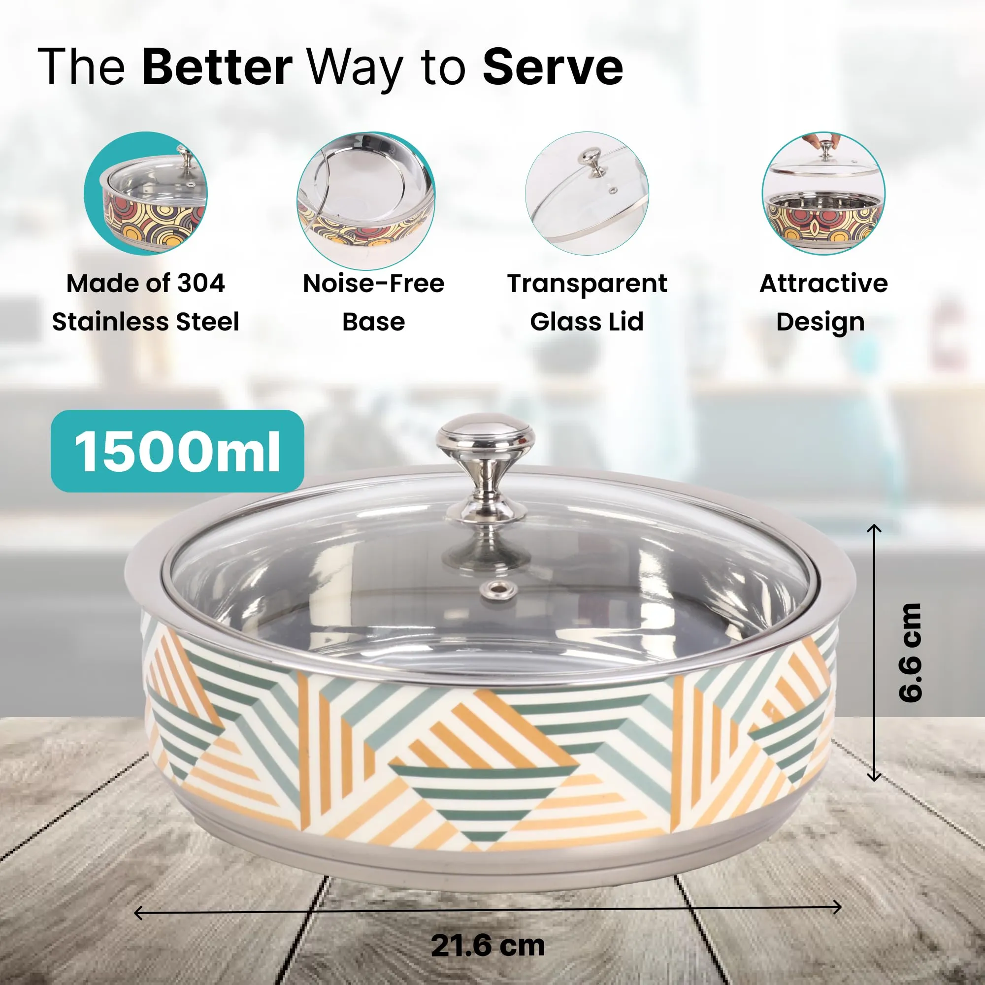 The Better Home Stainless Steel Insulated Casserole For Roti (1.5L) | Hot Boxes For Kitchen | Serving Bowl Set | Kitchen Gift Items | Roti/Chapati Storage Box | House Warming Gifts (Design 2)