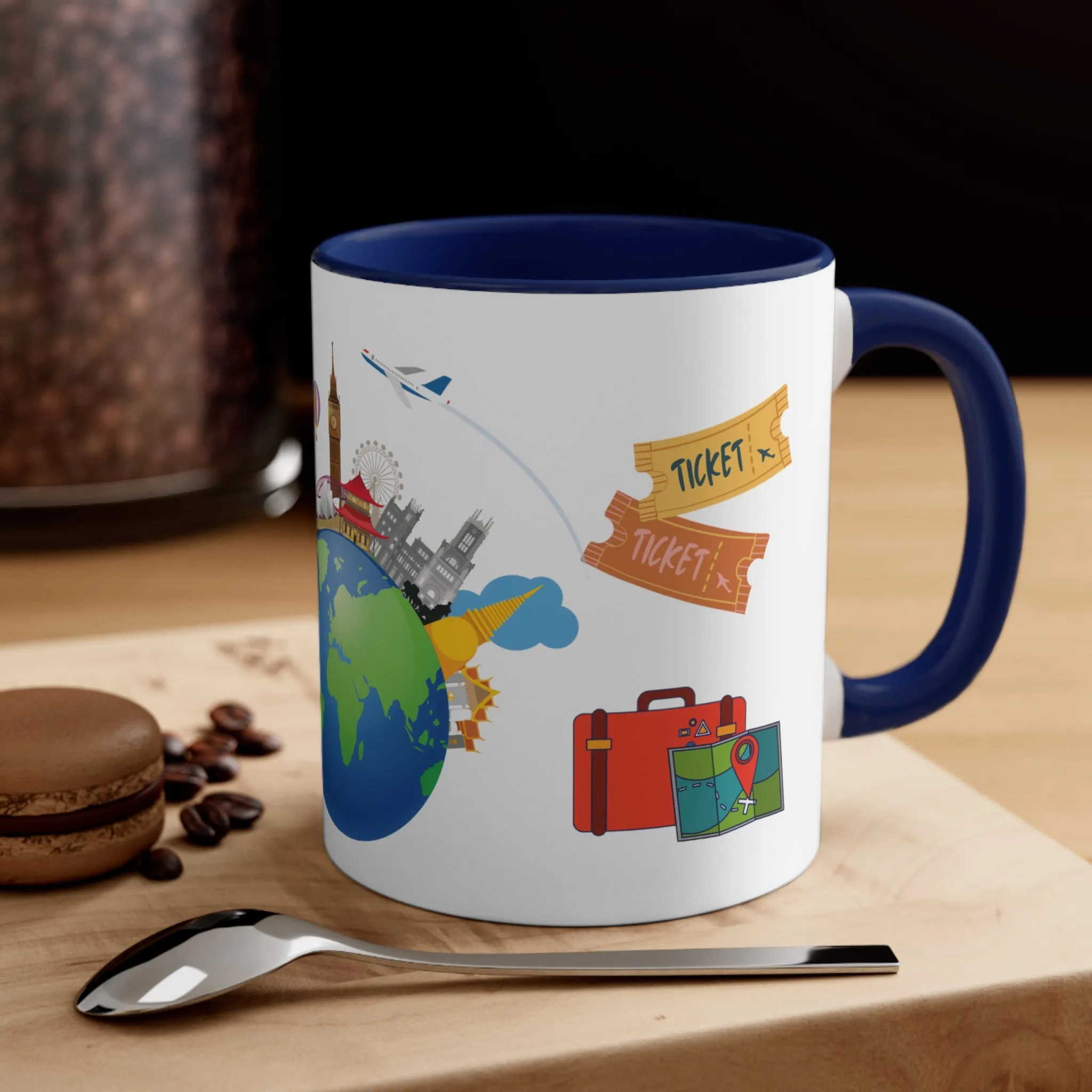 The TRAVEL LOVERS MUG - Available with Red, Blue and Navy Accents - Mugscity - Free Shipping