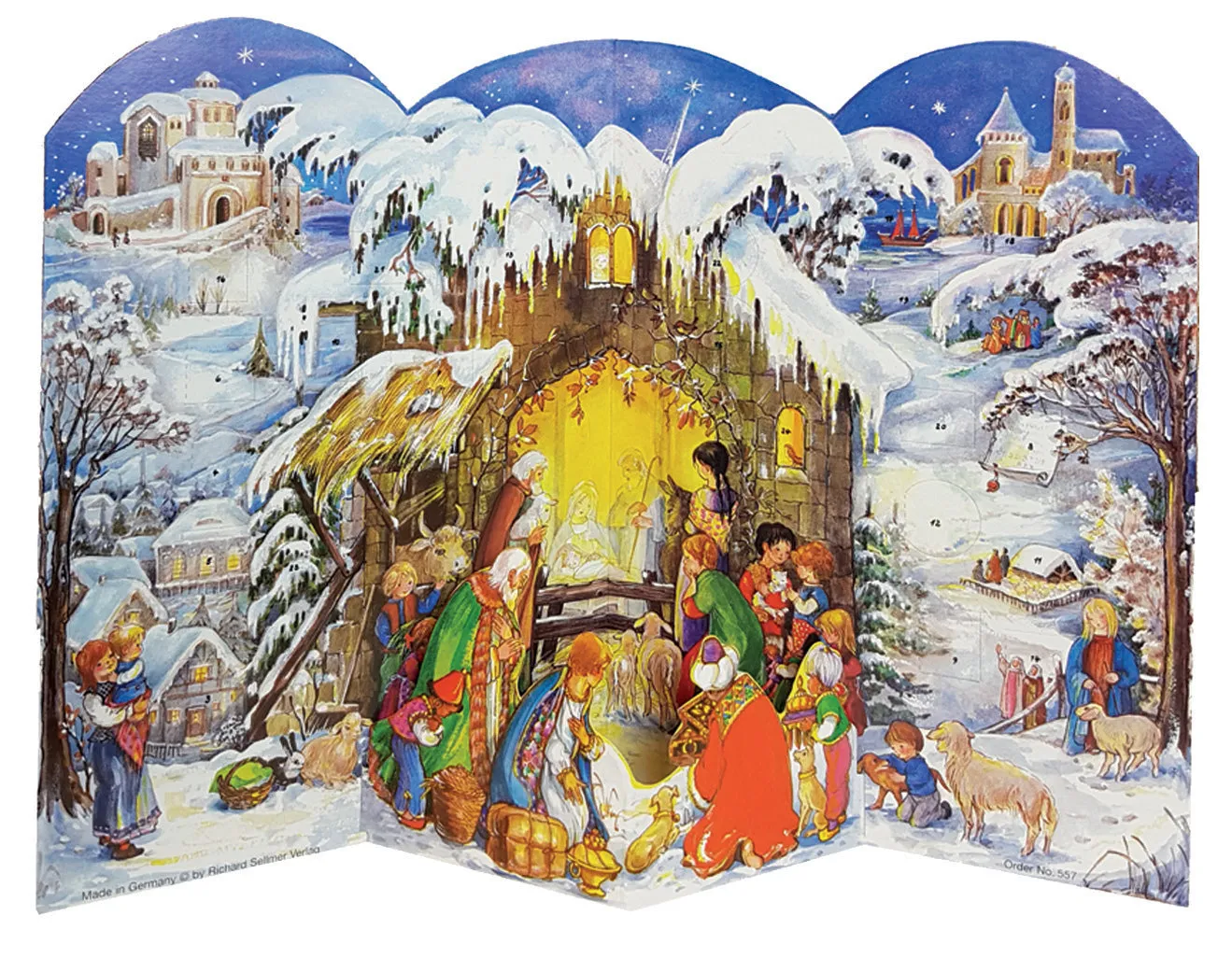 Traditional German Advent Calendars - 3D Large Nativity "Jesus is Born" Nr. 557