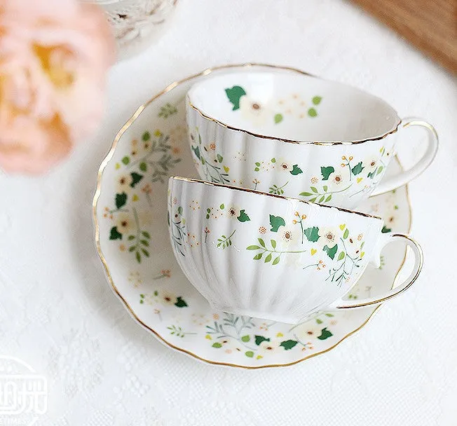 Unique Ceramic Coffee Cups, Creative Bone China Porcelain Tea Cup Set, Traditional English Tea Cups and Saucers, Afternoon British Tea Cups