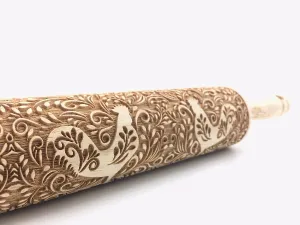 Wood Rolling Pins:  Floral Rooster Design